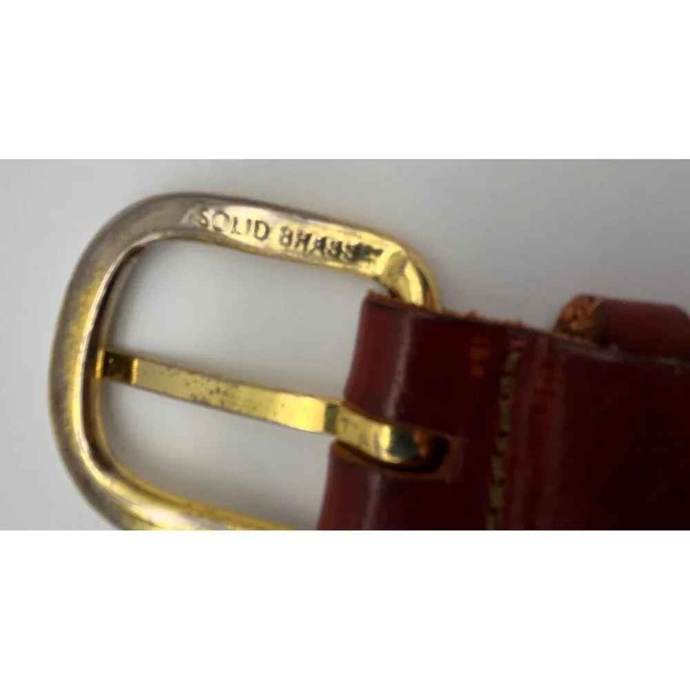 Woodberry Forest School Canvas Ribbon Belt Mens Size 34 Leather Brass Logo VA